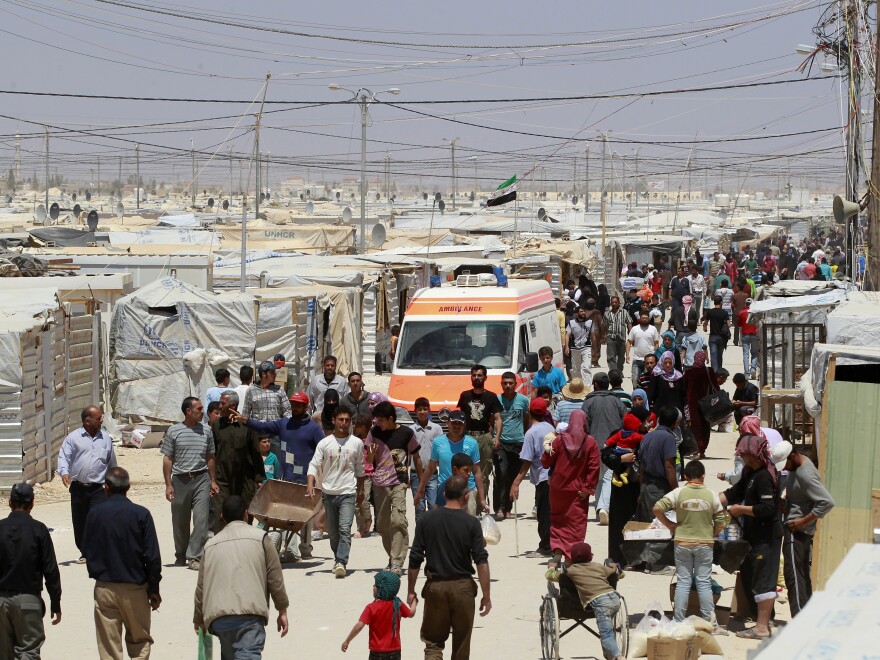 Syrian refugees at Zaatari refugee camp in the Jordanian city of Mafraq, near the border with Syria, on April 25. The massive influx of refugees fleeing fighting in neighboring Syria is straining the Jordanian system.