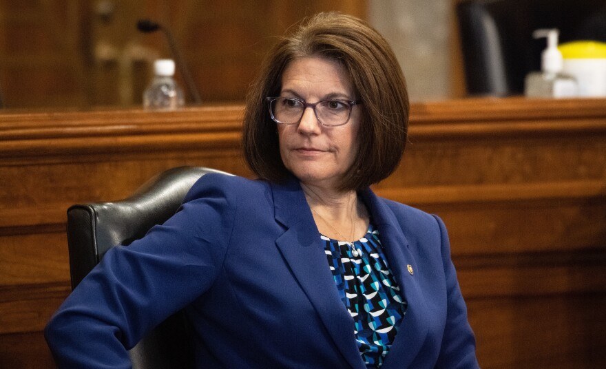 Nevada Democratic Sen. Catherine Cortez Masto attends a Senate Energy and Natural Resources Committee hearing on May 27, 2021.