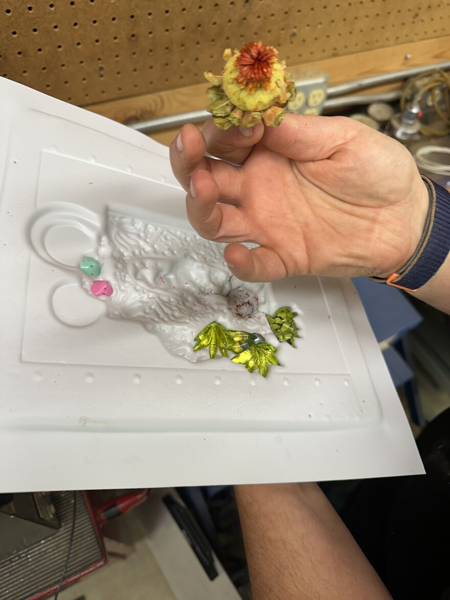 A flower that came out of the Byproduct Studios vacuum sealer