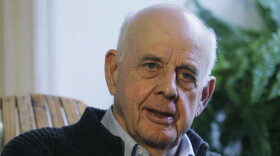 In this March 10, 2011 photo, author Wendell Berry talks with a reporter at his home in Port Royal, Ky. For his career of writings about the need to live in harmony with the Earth, the 79-year-old Kentucky author has been awarded the Dayton Literary Peace Prize. (AP Photo/Ed Reinke)