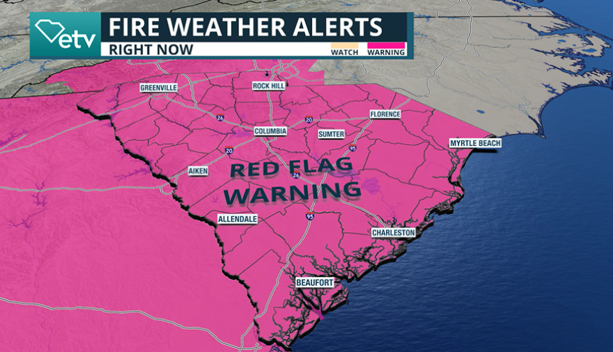Fire weather alerts in effect across South Carolina.