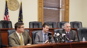 Sens. Rod Bray, Ryan Mishler and Eric Bassler announced the Senate GOP budget proposal Thursday.