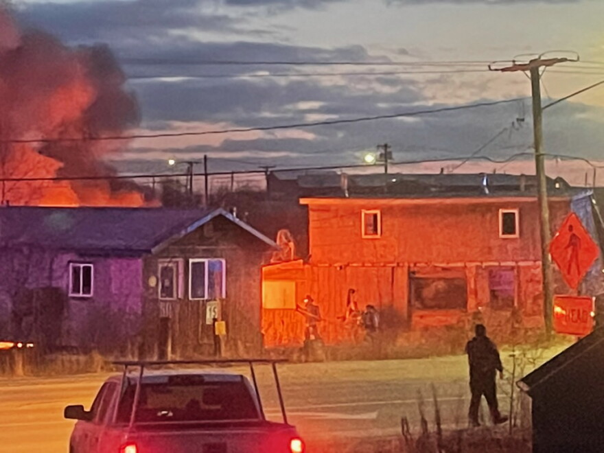 Bethel fire fighters responded to a burning shed near Watson's Corner in Bethel, Alaska on Oct. 25, 2021.