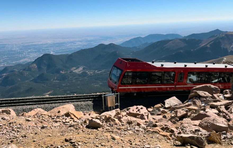  The Cog Railway climbing to the top of Pikes Peak.