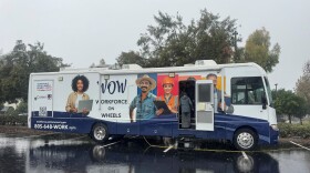 Workforce on Wheels is a large RV equipped with computer workstations, training equipment, and internet connectivity.