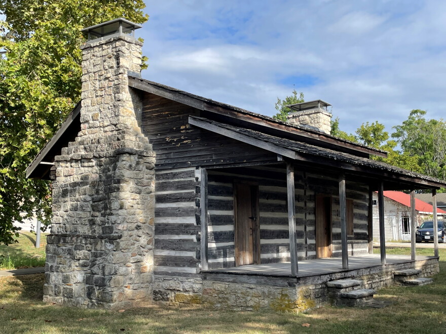 The Casey Cabin in Heritage Park in Potosi, Missouri. Supposed to have been built by Samuel Silvers. Andrew Casey purchased the land and cabin and handed it down through several generations of Caseys. The family donated the cabin to the Mine au Breton Historical Society, which moved and restored it in 2017. Photo by Bill Eddleman.