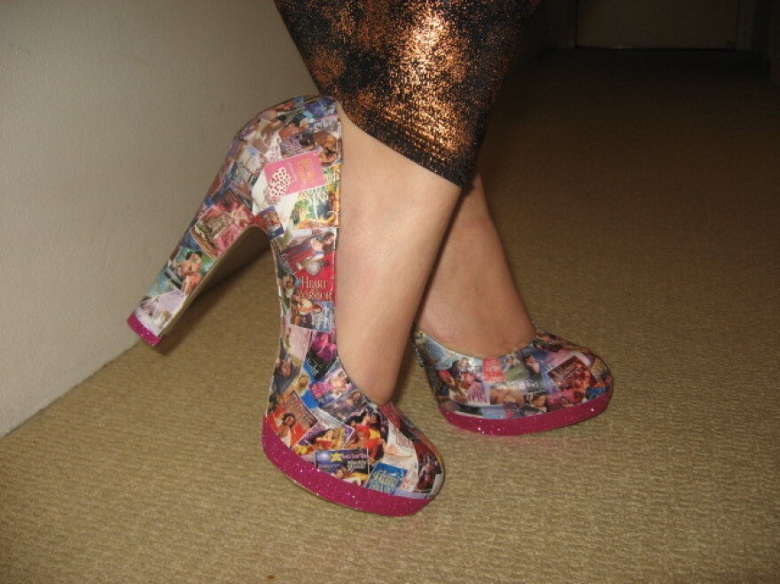 The romance novel shoes, in action.