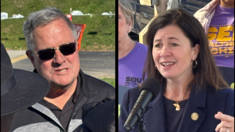 Rep. Kristen McDonald Rivet (D-MI) (right) is facing off against Republican challenger Tom Smith in the Nov. 3rd election