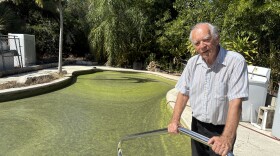Army veteran John Bohanek stands next to what once was his swimming pool before Hurricane Ian destroyed his home.