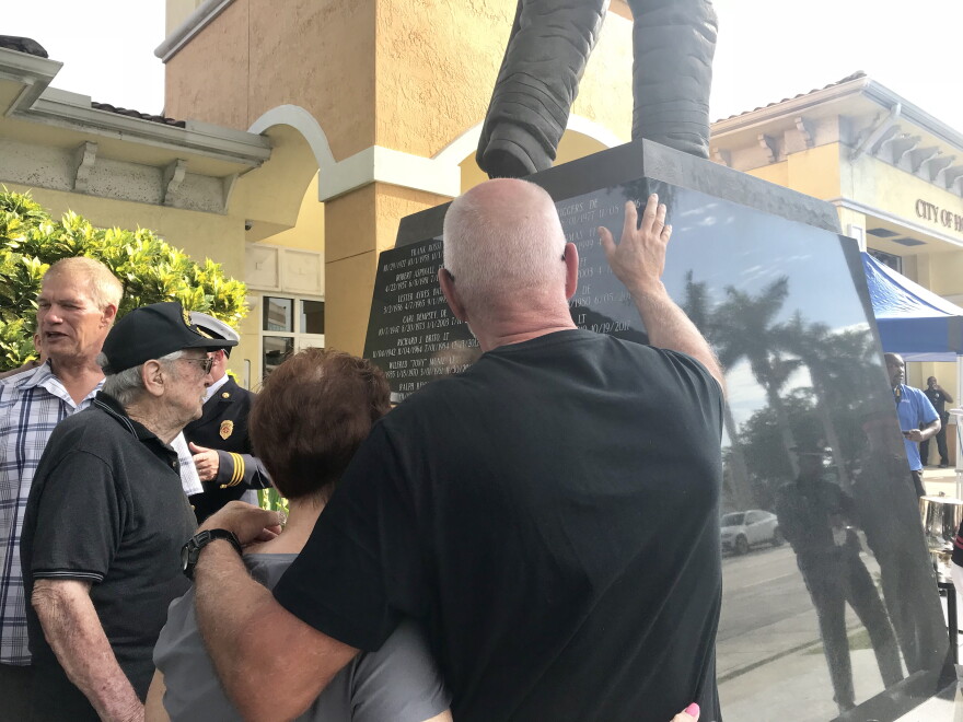 Family and colleagues of Hollywood's fallen firefighters gathered Tuesday morning at Fire Station 31 to honor them. Their names were added to a memorial outside the station.