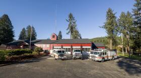 Fire station building and 3 fire engines