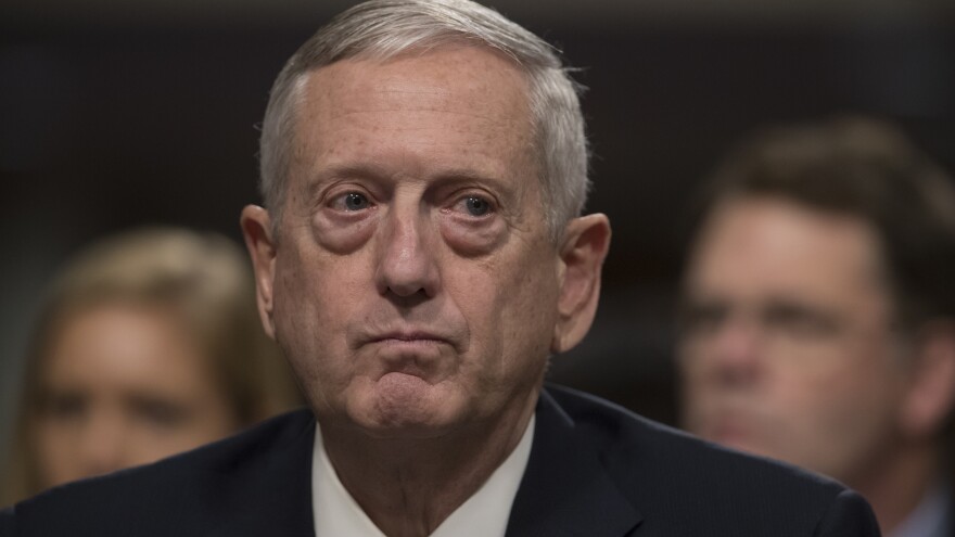 Defense Secretary-designate James Mattis testifies on Capitol Hill on Thursday. Unlike President-elect Trump, he expressed strong support for the NATO alliance.