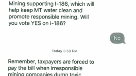 A screen shot of a recent political text message sent to phones in Montana