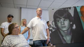 Richard Wershe Jr., center, a former FBI and Detroit police informant known as "White Boy Rick," attends a news conference with friends and family at the Penobscot Building, in Detroit, Tuesday, July 20, 2021, to announce he has filed a lawsuit accusing former FBI agents, ex-Detroit police officers and a former federal prosecutor of child abuse in connection with his time as an informant when he was a teen. Wershe spent 32 years in prison after a drug trafficking arrest at 17 years old in 1987.