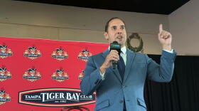Florida Republican Lt. Gov. nominee Bryan Avila speaking at the Tampa Tiger Bay Club on Sept. 18, 2025.