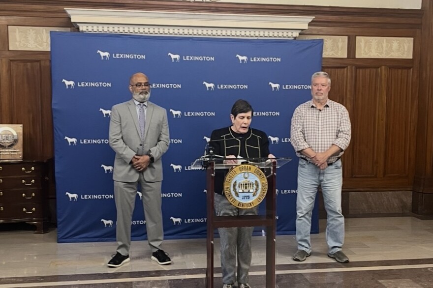 Charles Martin, Lexington’s current Director of Water Quality, (right) is being appointed as the Acting Commissioner of Environmental Quality and Public Works, replacing Nancy Albright. The Division of Streets and Roads will also be put under the direct supervision of Deputy Chief Administrative Officer Glenn Brown (left), Mayor Linda Gorton announced Wednesday.