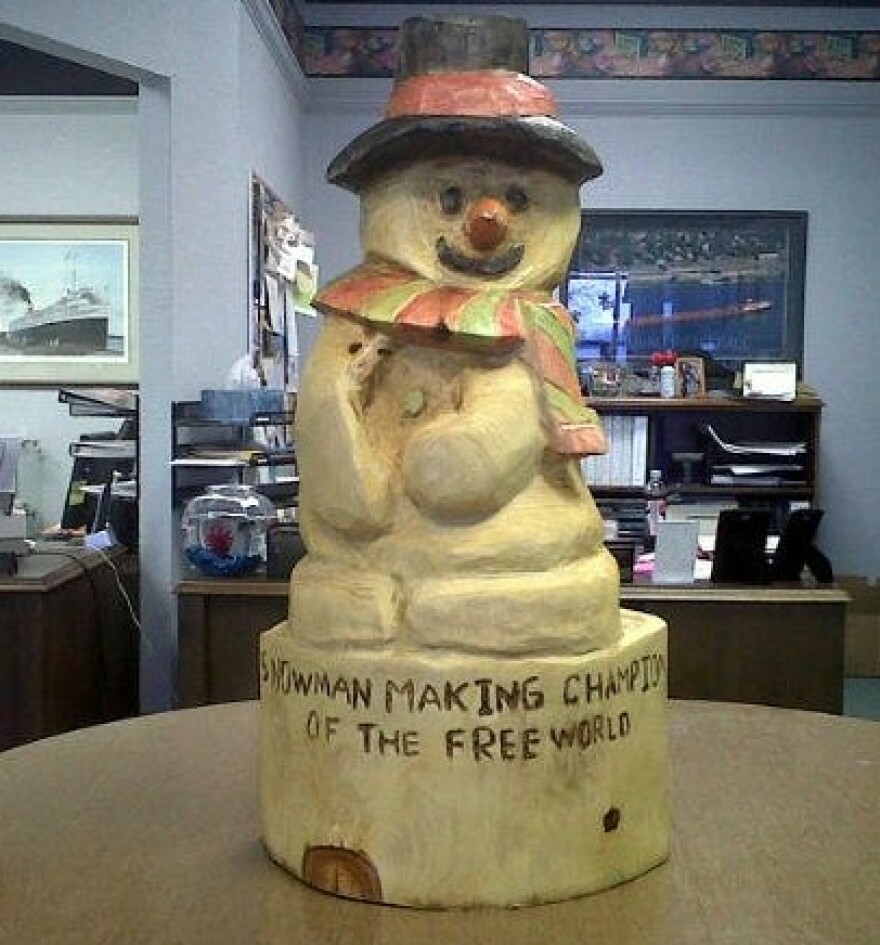 "Frosty", the traveling trophy designed for the competition.