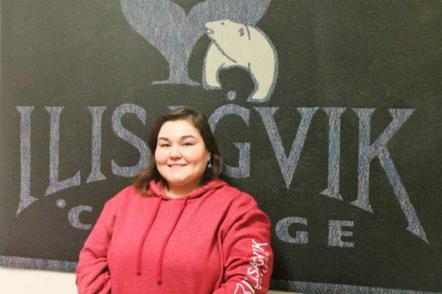 Roxanna N. Evikana is currently a student in Iḷisaġvik’s new bachelor’s of business administration program. It’s been a longtime goal of hers to get her bachelor’s degree. (Alaska’s Energy Desk/ Ravenna Koenig)