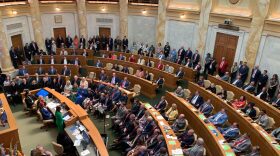 Arkansas Gov. Sarah Huckabee Sanders delivers her State of the State address at the Capitol on Wednesday, April 8, 2026