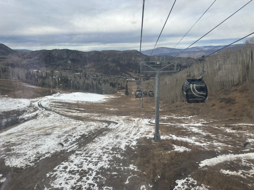 The Elk Camp side of Snowmass Ski Area barely had any snow at the start of the season in November 2025.