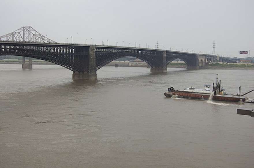 Eads Bridge connecting St. Louis and East St. Louis over the Mississippi River. The Mississippi River is the second-most toxic river in the United States.