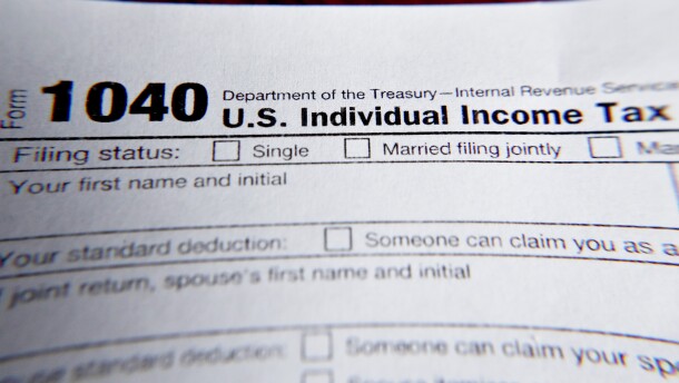 A close up image of the top of a 1040 tax document
