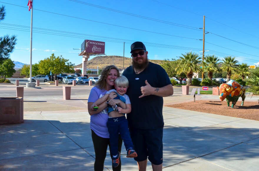 A photo of Anne and Nick Squires and their son. 