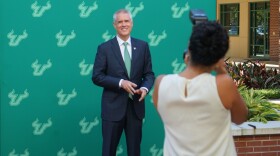 Steven Currall poses for a photo in Tampa on July 1, his first day as USF System President.