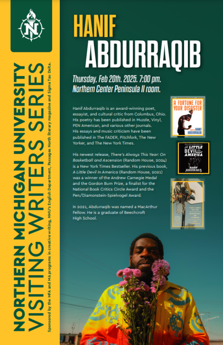 Hanif Abdurraqib will speak at NMU on Thursday, February 20th
