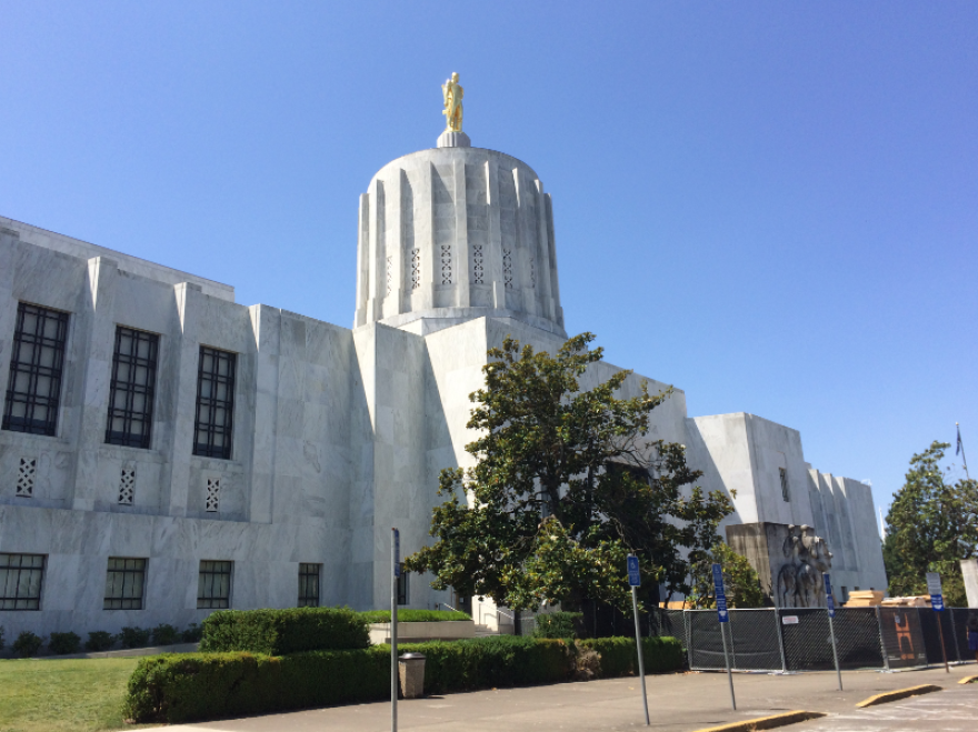 The Oregon Capitol as viewed from the front.