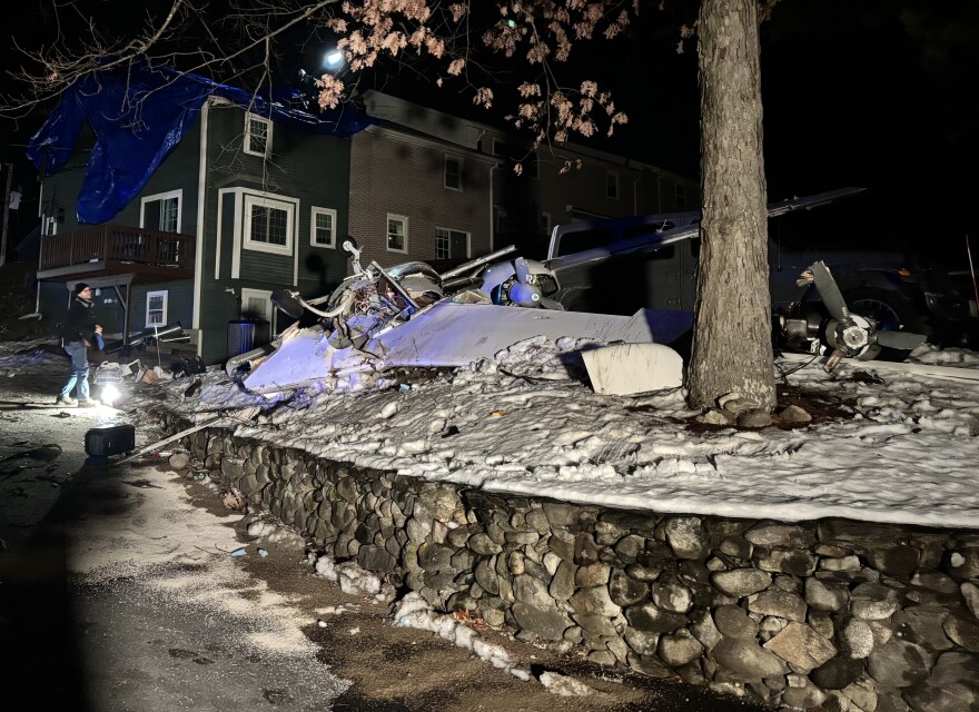 Wreckage from the crash of a