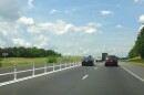 Barriers separate free lanes from toll lanes (left) on I-77 north of Charlotte. The northern section of the toll lanes is scheduled to open to traffic on Saturday, June 1. 