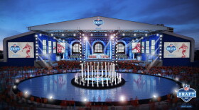  NFL Draft renderings show fans gathering around the fountain at Union Station.