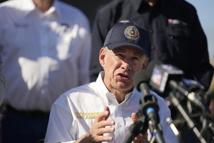 Texas Gov. Greg Abbott is joined by fellow governors during a news conference along the Rio Grande to discuss Operation Lone Star and border concerns, Sunday, Feb. 4, 2024, in Eagle Pass, Texas. Abbott returned to the Eagle Pass border to highlight his escalating attempts to curb illegal crossings on the U.S.-Mexico border. He was joined by more than a dozen other GOP governors, all of whom have cheered on his extraordinary showdown with the Biden administration over immigration enforcement.