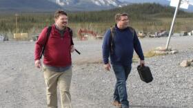 Joe Balash, left, after a meeting earlier this year in Arctic Village, where some oppose oil drilling in nearby Arctic National Wildlife Refuge.