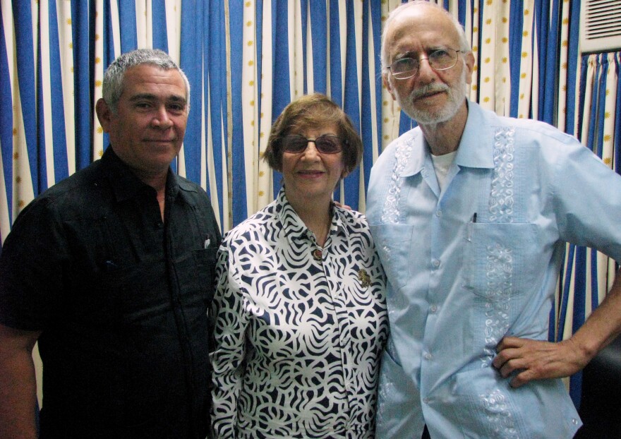 David Prinstein Senorans (left), vice president of Temple Beth Shalom in Havana, and Adela Dworin, president of the temple, visit imprisoned U.S. contractor Alan Gross at the Finlay military hospital in Havana in 2012.