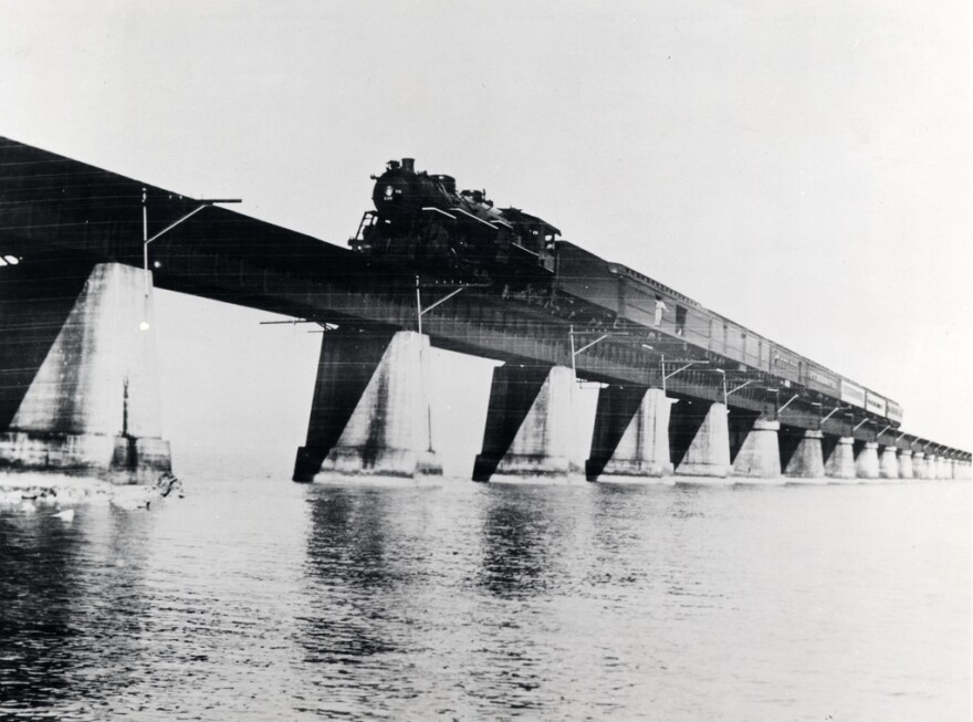 A train on the seven mile bridge