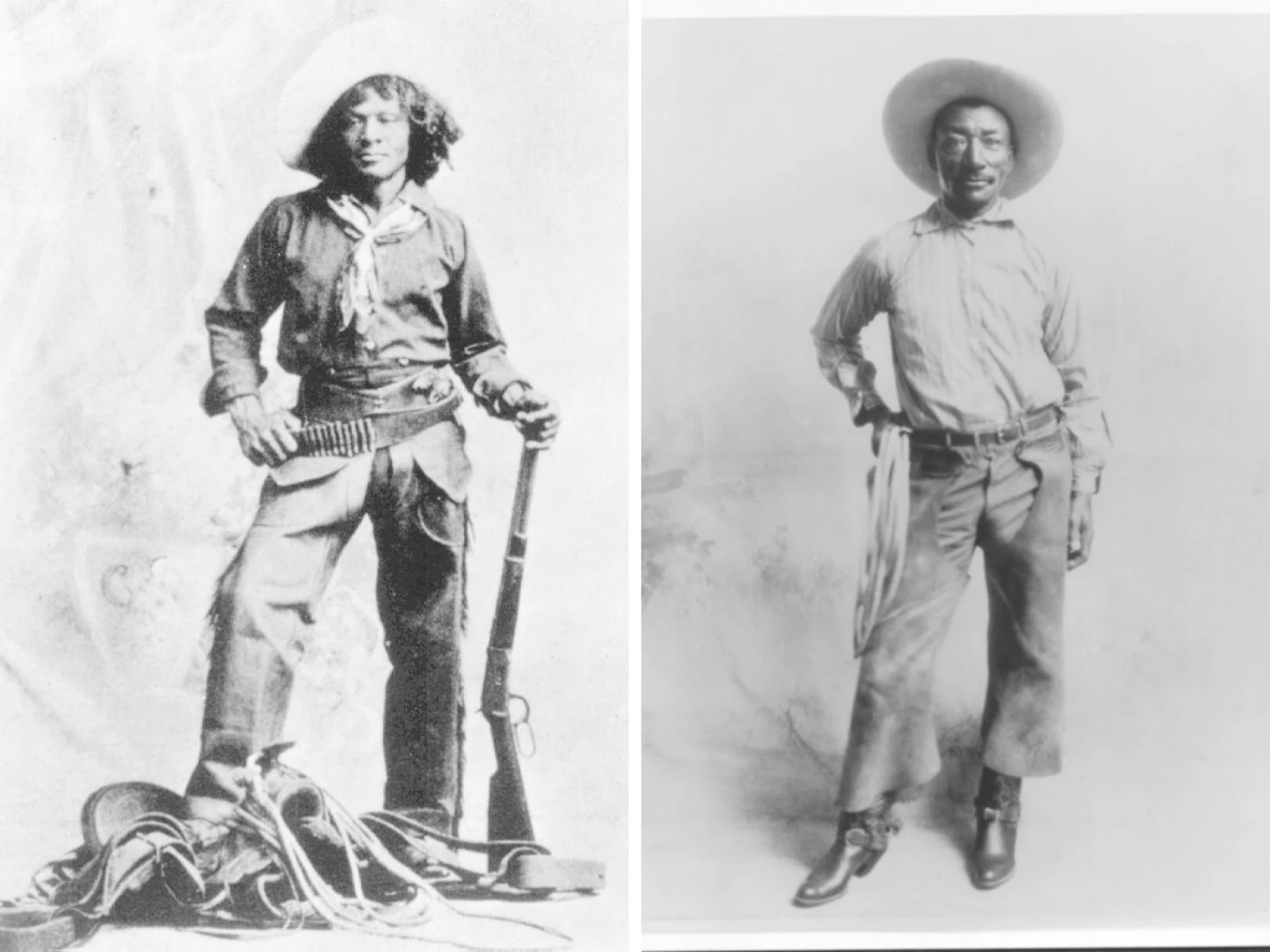 Nat Love e Bill Picket, dois cowboys negros dos Estados Unidos no século XVIII.