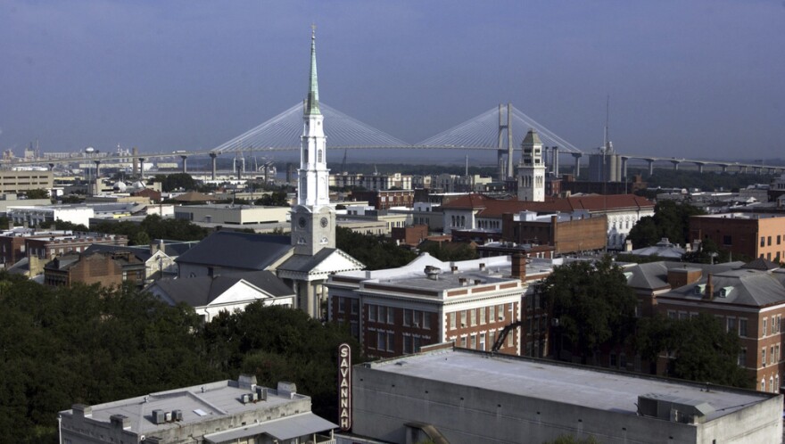 This Sept. 26, 2005 photo shows a view of downtown Savannah, Ga., from Drayton Tower's northwest corner. South Carolina and Florida were the two fastest-growing states in the U.S., as the South region dominated population gains in 2023, and the U.S. growth rate ticked upward slightly from the depths of the pandemic due to a drop in deaths, according to estimates released Tuesday, Dec. 19, 2023 by the U.S. Census Bureau.