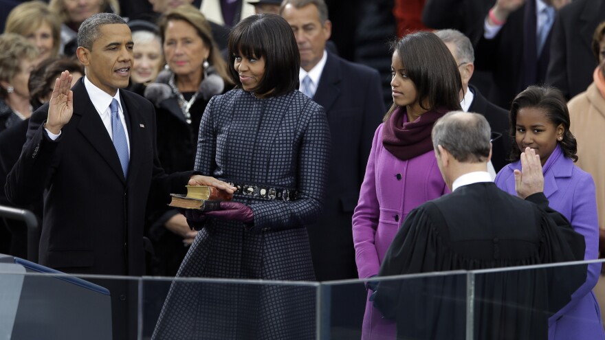 President Obama took the oath of office on two bibles — Abraham Lincoln's and one that belonged to the Rev. Martin Luther King Jr.