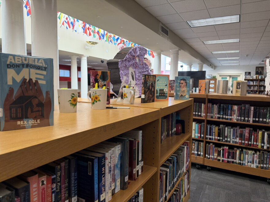 Library books at Monroe High School.