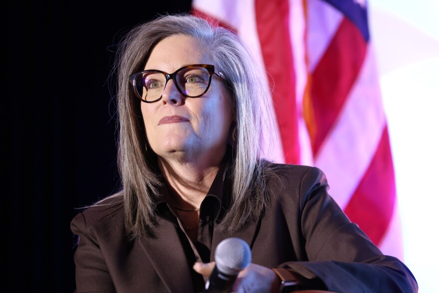 Arizona Gov. Katie Hobbs speaks at the 2025 Legislative Forecast Luncheon hosted by the Arizona Chamber of Commerce & Industry in Phoenix on Jan. 10, 2025.