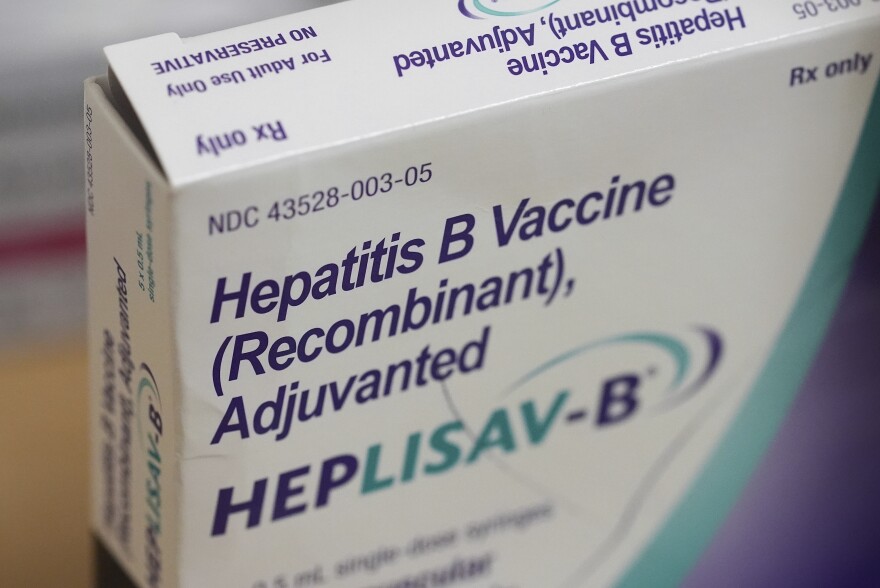 A box of hepatitis B vaccine is displayed at a CVS Pharmacy, Tuesday, Sept. 9, 2025, in Miami. (AP Photo/Rebecca Blackwell)