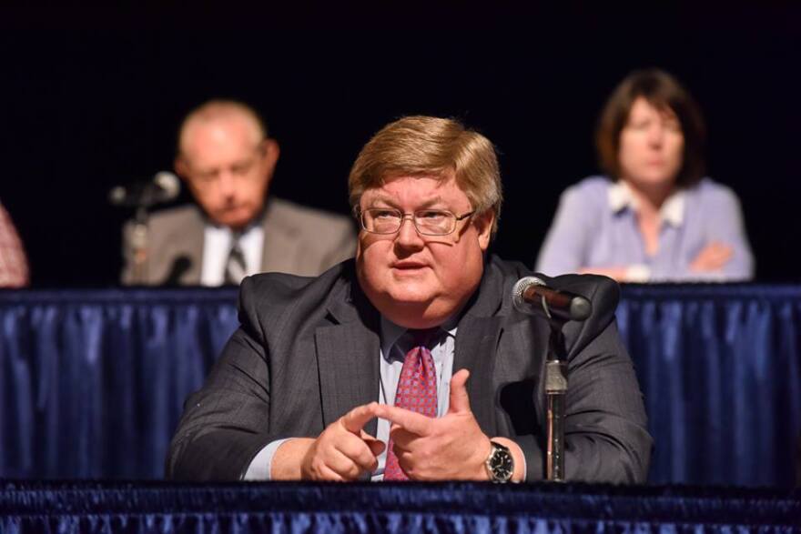 Justice Brent Benjamin at a community forum in 2015.
