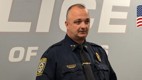 Gates Police Chief Robert Long speaks to the media on Monday, Oct. 5, 2026, about the fatal shooting of Haley Rodriguez.