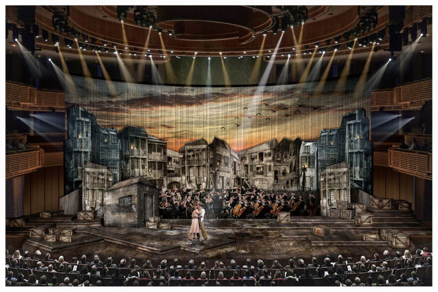 The set design to The South Florida Symphony Orchestra's, "Porgy and Bess." 