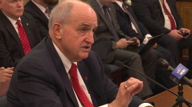 Indiana University President Michael McRobbie testifies before the Senate Appropriations Committee. (Zach Herndon, WFIU/WTIU News)