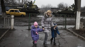 Heavy weaponry is moved through eastern Ukraine, disrupting day-to-day life.