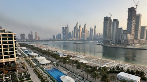 Chris McGown described deserted beaches and distant fires in Dubai, March 4, 2026.