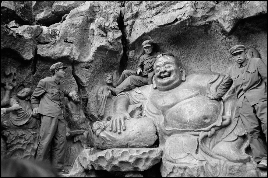 <em>Soldiers on Yuan Dynasty Sculpture at Maitreya,</em> West Lake, near Hangzhou, China, 1978